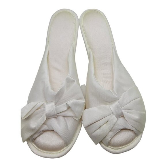 Vanity Fair Shoes - COPY - Vanity Fair Slippers Womens Sz L 8/9  Nylon Satin Peep Toe Vintage Made …